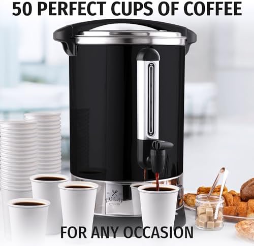 Zulay Kitchen Commercial Grade Coffee Maker Hot Water Urn - Percolator With Double-Wall Stainless Steel, Quick Brew, Stays Hot for Tea & Beverage at Events & Catering - Black - 50 cups - Image 6