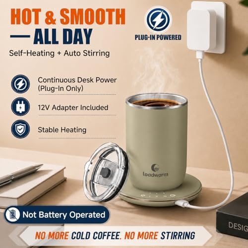 Self Heated Stirring Coffee Mug, 10oz Auto Mixing Cup with Warmer, Green - Image 3