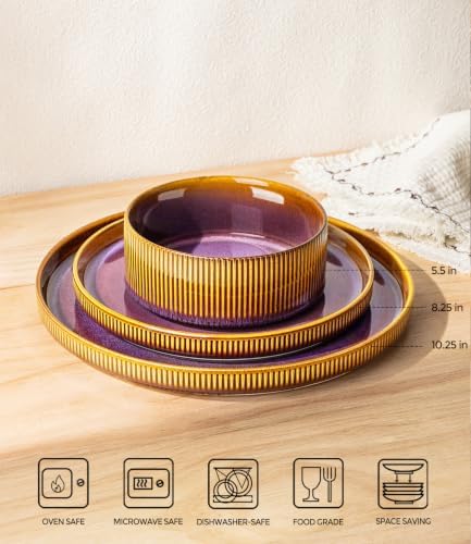 TheTerra Ceramic Dinnerware Set for 8, 24-Piece Plates and Bowls Set - Image 2