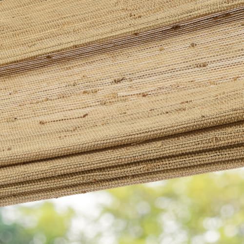 Cordless Woven Wood Blinds for Indoor Windows, Blackout Bamboo Roman Shades by AimnidBlinds