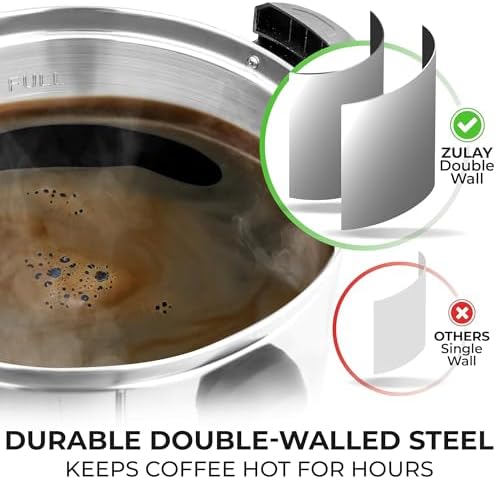 Zulay Kitchen 50 Cup Coffee Urn Commercial Coffee Maker, Hot Water Urn - Large Coffee Maker With Double-Wall Stainless Steel, Quick Brew, Stays Hot for Tea & Beverage at Events & Catering - Silver - Image 2