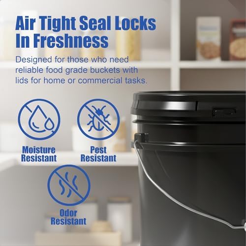 ePackageSupply 5 Gallon Bucket - Food Grade w/Lid BPA-Free, 6 Pack - Black - Image 5
