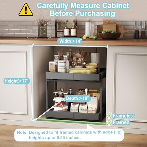 Golener 2-Tier Expandable Pull Out Cabinet Organizer, Cabinet Drawers, 16"D - Image 5