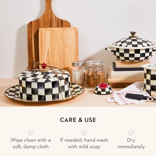 MACKENZIE-CHILDS Enamel Cake Carrier, Black-and-White Courtly Check - Image 5