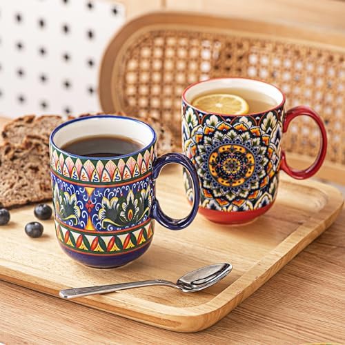 Henten Home Ceamic Coffee Mug Set of 6, 14 oz Latte Cup with Handle - Image 7