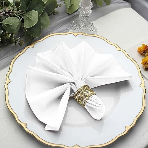 10 pcs 17-Inch White Blue Polyester Table Napkins Reusable Washable Wedding Party Dinner Linens Tableware Supplies by BalsaCircle