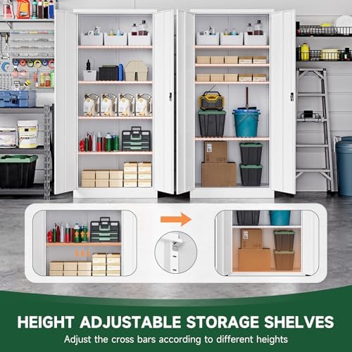 Letaya Metal Garage Storage Cabinets with Lock Door and Adjustable Shelves, Steel Tool Cabinets for Home,Office,Warehouse Organisieren (White, 71" H) - Image 4