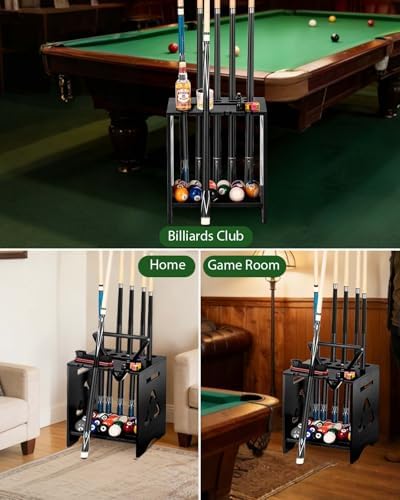 EXTCCT Pool Stick Holder Floor Stand, Solid Wood for 10 Cues, Black - Image 6