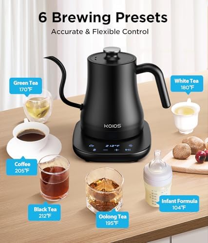 KOIOS Gooseneck Electric Kettle, ±1℉ Temp Control, Mute Mode, 4H Keep Warm - Image 2