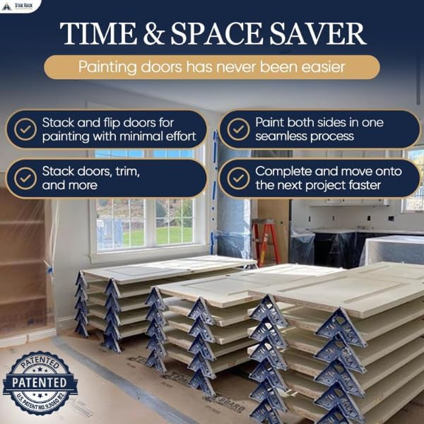 Stak Rack | 6 in 1 Painter's Accessory Tool | Stacking Design | Paint Interior or Exterior Doors, Trim & Kitchen Cabinet Doors| for Contractors & Homeowners (12) - Image 5
