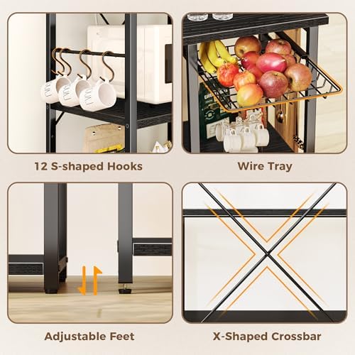 SUPERJARE Large Bakers Rack with Power Outlets, 39.4 Inches Microwave Stand - Image 7