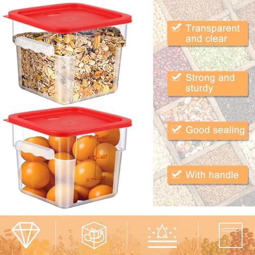 Ziliny 10 Sets 6 Qt Dough Proofing Container with Lid, Red - Image 3