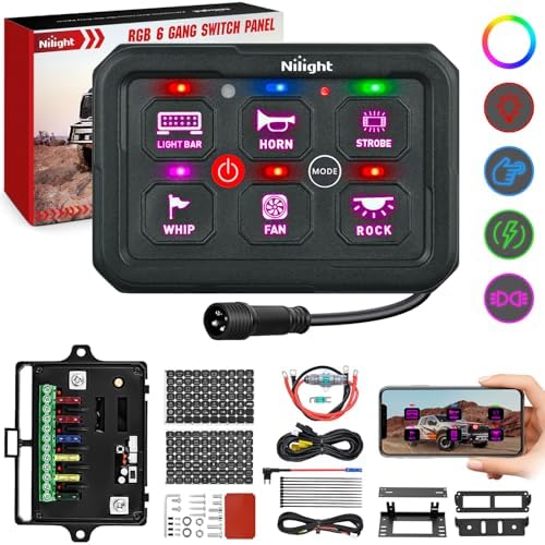 Nilight 6 Gang Switch Panel APP RGB 12V 24V Circuit Control System 4-Mode by Nilight