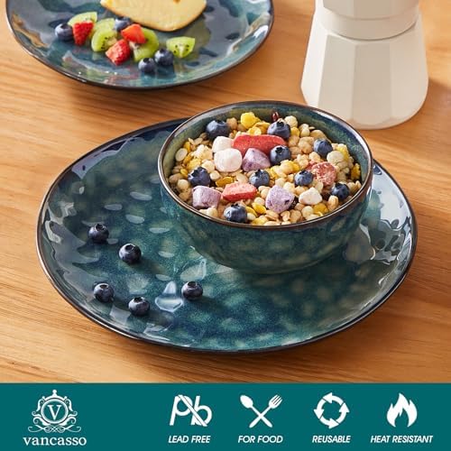 vancasso Starry 12 Pcs Dinnerware Set for 4, Handmade Reactive Glaze, Green - Image 3