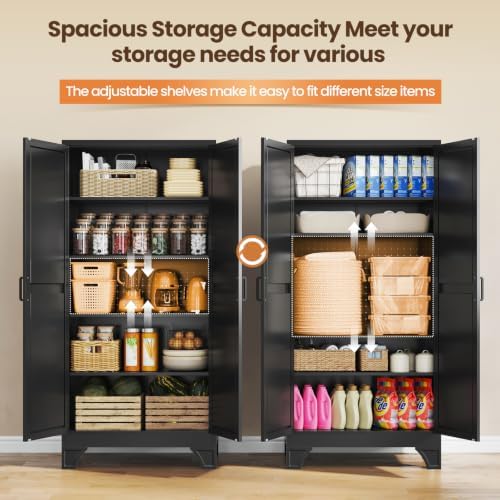 Yizosh 72" H Tall Metal Kitchen Pantry Storage Cabinets Cupboard - Image 5