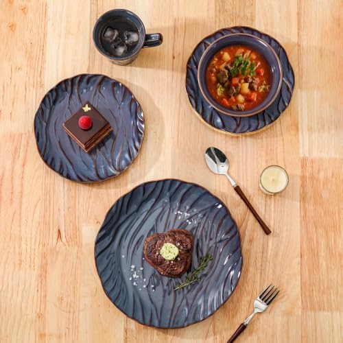 Ceramic Dinnerware Sets for 6, 24pcs Plates and Bowls Sets, Reactive Glaze Ceramic Dish Set, Scratch Resistant, Microwave & Dishwasher Safe, Highly Chip and Crack Resistant Dishware sets, Smoky Violet - Image 6
