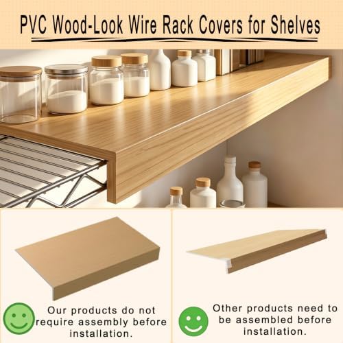 Wire Shelf Covers Wood Wire Rack Covers for Pantry Shelving Wood Wire Shelf Covers for Closet Shelves, Laundry Room,Kitchen Organization (5PCS,Wood Color,28" Lx16 Dx2 H) - Image 6