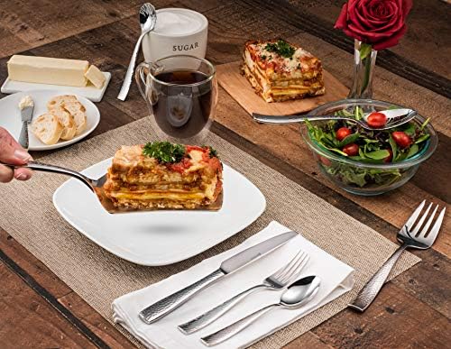 Hudson Essentials 40-Piece Hammered Silverware Set, 18/10 Stainless Steel - Image 4
