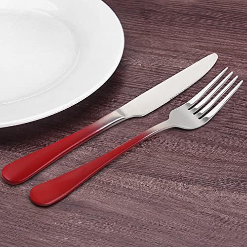 Silverware Set, Bysta 20-Piece Stainless Steel Flatware Set, Kitchen Utensil Set Service for 4, Tableware Cutlery Set for Home and Restaurant, Mirror Polished, Dishwasher Safe (Gradient Red) - Image 5