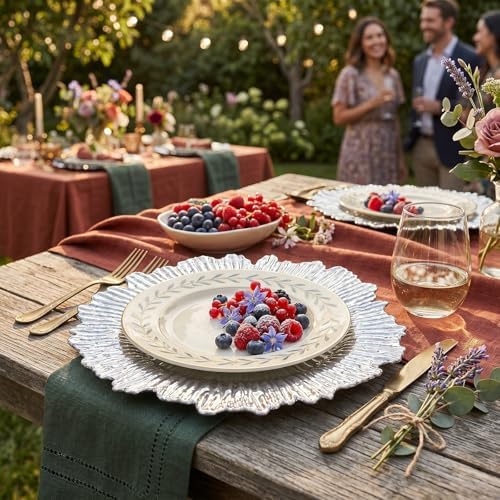 50Pack Silver Charger Plates, 13inch Reef Chargers for Dinner Plates - Image 5