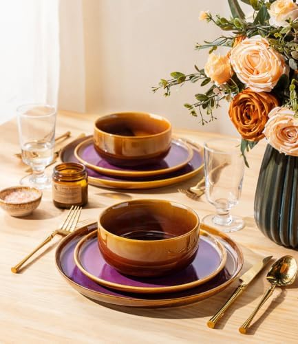 TheTerra Ceramic Dinnerware Set for 4, 16-Piece Plates and Bowls Set - Image 7