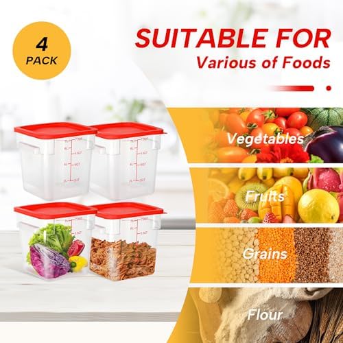 4 Pack 8QT Square Food Storage Containers with Lids - Image 6