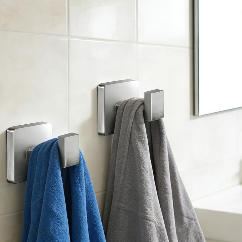 5-Pieces Bathroom Hardware Set Brushed Nickel Bathroom Accessories Set SUS304 Towel Bar Set Includes 1 Towel Bar 16 Inch+1 Towel Holder+1 Toilet Paper Holder+2 Towel Hooks (5, Brushed Nickel, 16 Inch) - Image 7
