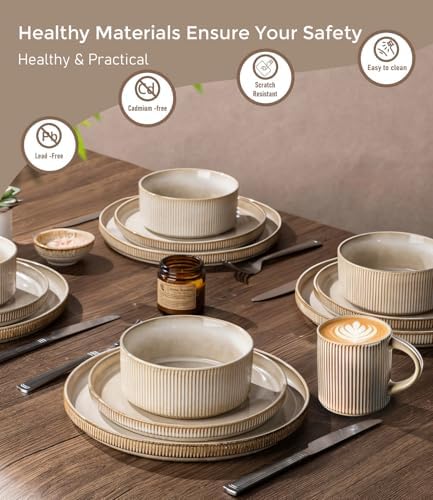 GBHOME Stoneware Dinnerware Sets for 6,18-Piece Plates and Bowls Set - Image 5