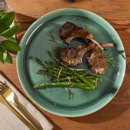Gibson Elite 12 Piece (Service for 4) Fern Canyon Plates and Bowls Reactive Glaze Modern Coupe Round Dishes Stoneware Ceramic Dinnerware Set - Glossy Green - Image 7