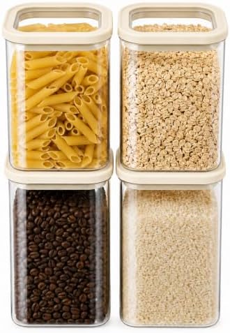 4pcs Square Glass Pantry Storage Containers with Glass Lids 40fl.oz by CozNido