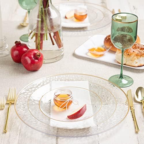 PLASTICPRO 32 Piece Combo Plate Set includes 16-7'' inch Plates & 16-10'' inch Plates Clear Hammered Plastic Party Dish heavyweight Elegant, Disposable, Tableware, Dishes, - Image 7