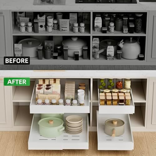 PAKETA 4 Pack Expandable Pull Out Cabinet Organizer,21" Deep - Image 3