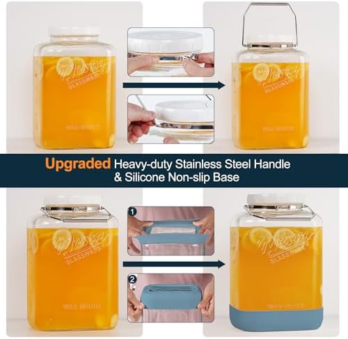 2 Gallon Glass Jar with Airtight Lid, 2 Pack, 256 Oz, Square - Image 7