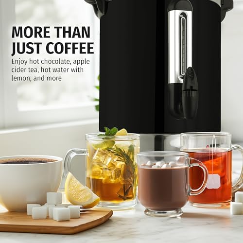 Zulay Kitchen Commercial Grade Coffee Maker Hot Water Urn - Percolator With Double-Wall Stainless Steel, Quick Brew, Stays Hot for Tea & Beverage at Events & Catering - Black - 50 cups - Image 2