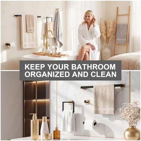 30 Pcs Black Gold Bathroom Hardware Accessories Bath Towel Bar Set - Image 4