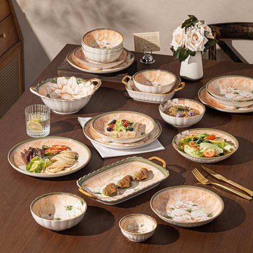 Ceramic Dinnerware Set, Series Kavara Ⅱ, (Vintage Camellia) - Image 5