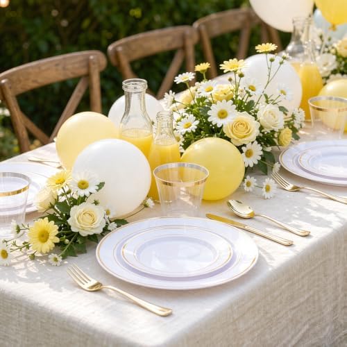 WELLIFE Gold Plastic Plates, 300 PCS Dinnerware Set for 50 Guests - Image 4