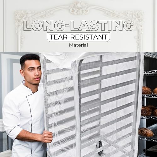 Bakery Food Pan Sheet Rack Cover | Size: 23"W x 28"L x 33"H | Material: Heavy-duty Nylon | Zippers:2 | Color:White | Pack of 1 - Image 3