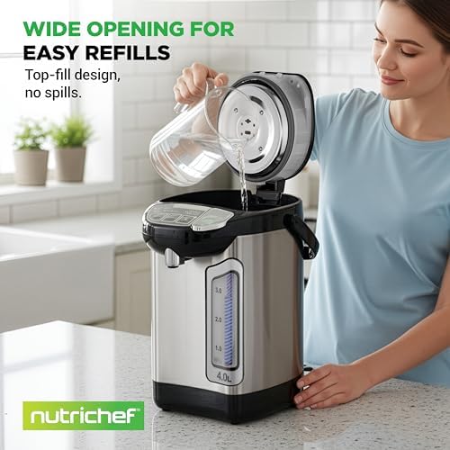 NutriChef Electric Water Boiler and Warmer - 4L/4.2Qt Stainless Steel Electric Hot Water Dispenser w/Rotating Base, Auto Shut Off, Safety Lock, Instant Heating for Coffee & Tea (NCHUB24) - Image 6