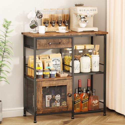 SWTYMIKI Coffee Bar Cabinet for Home - Farmhouse Coffee Stand Station Multi-Purpose Buffet Sideboard Cabinet with Drawers - Kitchen Bar Table for Living Room, Corner, Small Space, Espresso by SwtyMiki-TidyHomeSweetLife