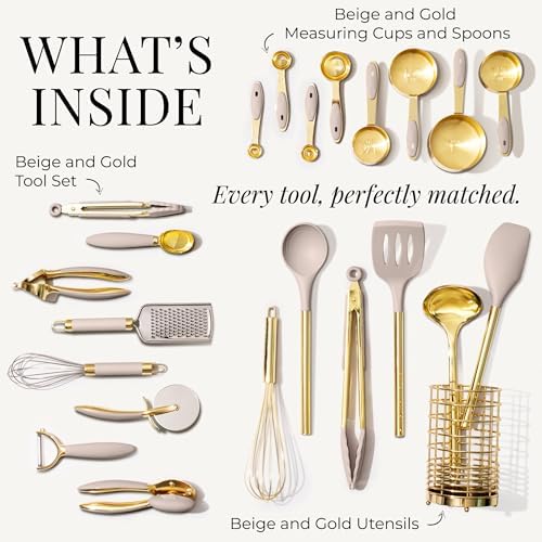 Styled Settings Beige and Gold Utensils Set, 23-Piece - Image 3