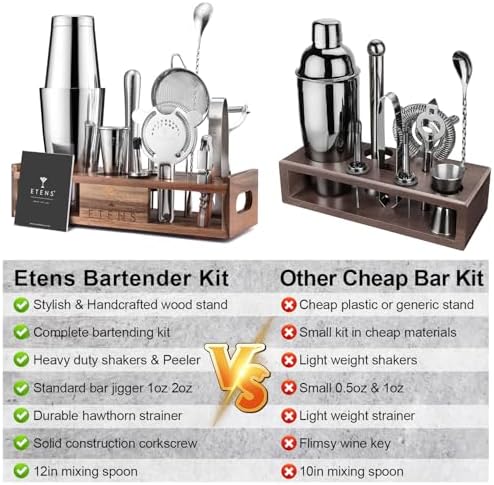 Premium 15-Piece Mixology Bartender Kit – Stainless Steel Cocktail Shaker Set with Wooden Stand | Professional Boston Shaker Bar Tool Set for Home & Expert Mixologists | Luxury Cocktail Making Gift - Image 5