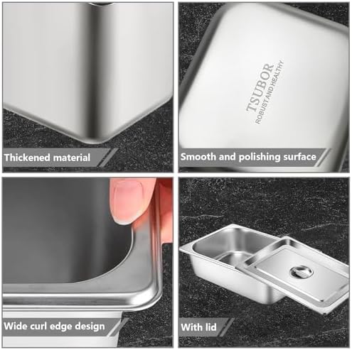 6 Pack Hotel Pans Full Size 4" Deep Stainless Steel Steam Table Pan w/Lids - Image 4
