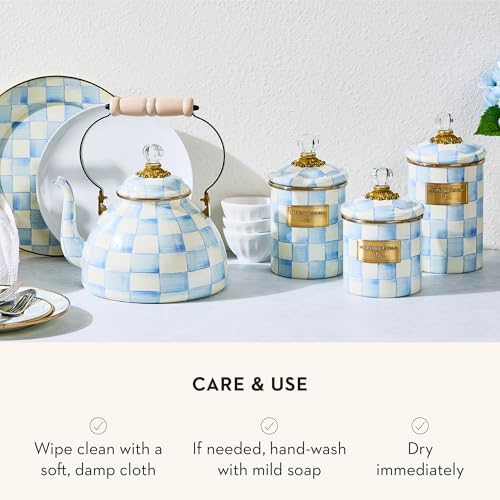 MACKENZIE-CHILDS Enamel Canister, Medium, Light-Blue-and-White Sky Check - Image 5