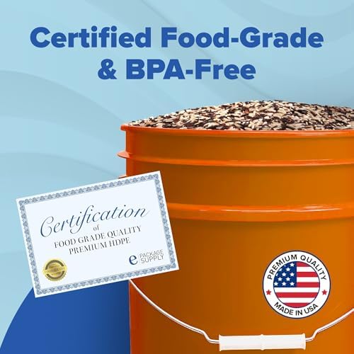 ePackageSupply 5 Gallon Bucket - Food Grade Bucket with Airtight Gasketed Tear Strip Lid, BPA-Free, Heavy-Duty 90 Mil HDPE Plastic Pail, Bulk Storage, Durable Container, Made in USA - Orange, 1 Pack - Image 3
