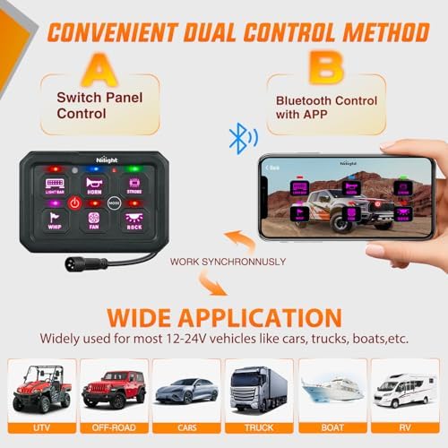 Nilight 6 Gang Switch Panel APP RGB 12V 24V Circuit Control System 4-Mode - Image 3