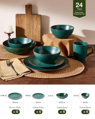 Famiware Venus Stoneware Dinnerware Sets with Pasta Bowls, Dishes Set for 6 - Image 5