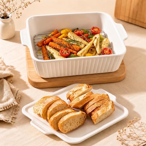 3‑Pcs Baking Dish Set with Lid & Grill Racks, Stackable Bakeware - Image 2
