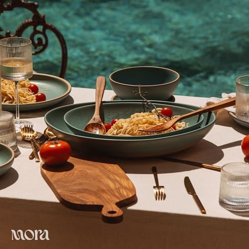 MORA Mega and Giant Serving Dishes Set of 2, 16 inch and 14 inch Ceramic Pottery Oval Platters - Microwave, Oven and Dishwasher Safe - Iris & Merrigold - Image 5