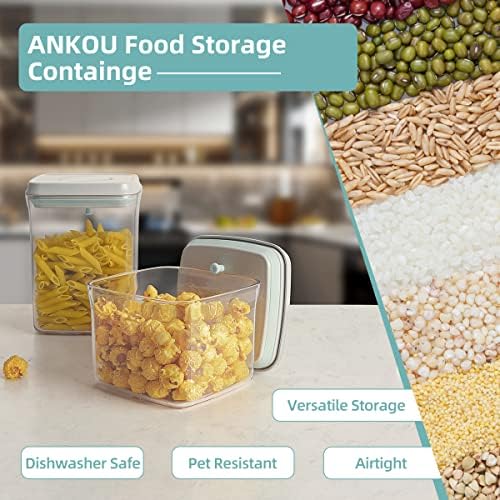 Ankou Airtight Container Set (1000ml 4 Pcs) Stackable One Press Openning Food Containers for Snacks Sugar Salt Herbs Spices Coffee Bean Formula Popcorn BPA-Free Tight Seal - Clear (1.0 QT * 4) - Image 6